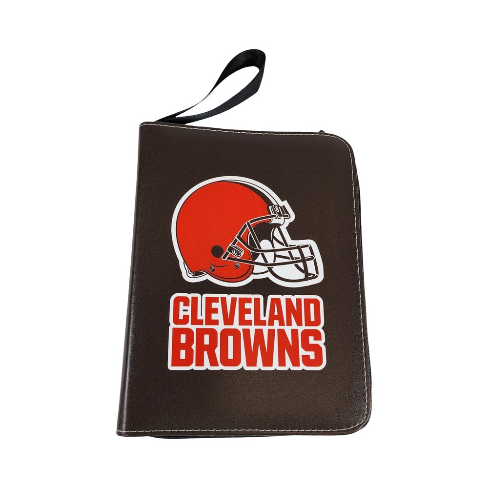 Cleveland Browns NFL Trading Card Binder Zippered Faux Leather 4-Pocket Sleeves
